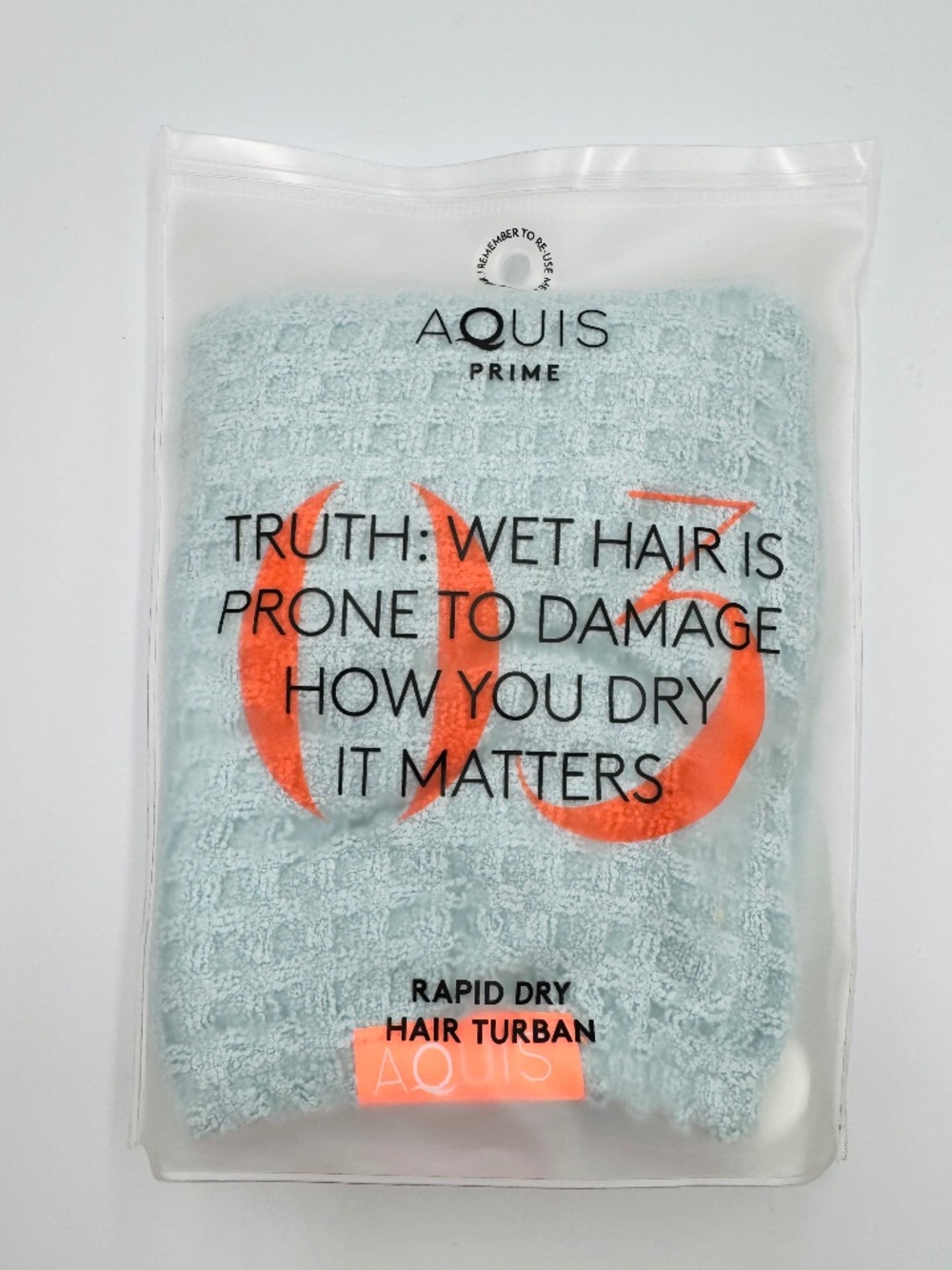 Aquis Prime 03 Rapid Dry Hair Turban Light Blue Waffle Luxe Towel Wrap New
